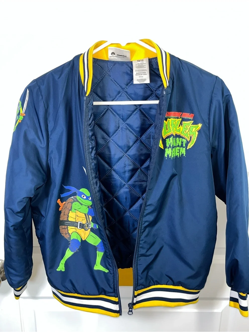 TMNT Mutant Mayhem Boys 10/12 Bomber Varsity Jacket Ninja Turtles